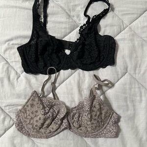 Victoria’s Secret Lace Bra Set - Black and light grey